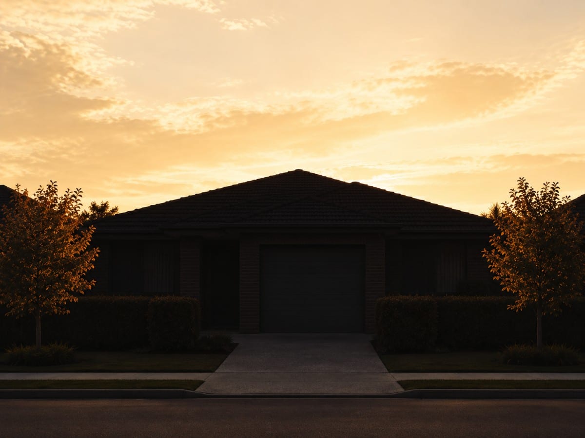 A house in silhouette at dusk, standing in for the withheld Kenmore photo