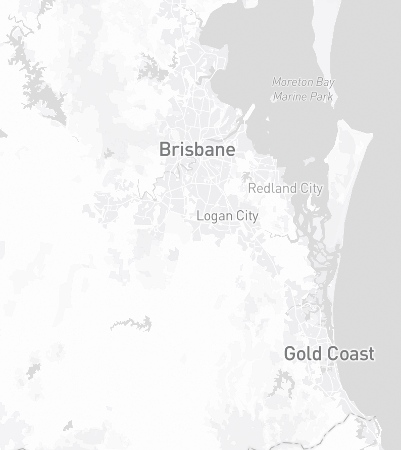 Map of South East Queensland showing Pikelet's current campaigns from Brisbane to the Gold Coast